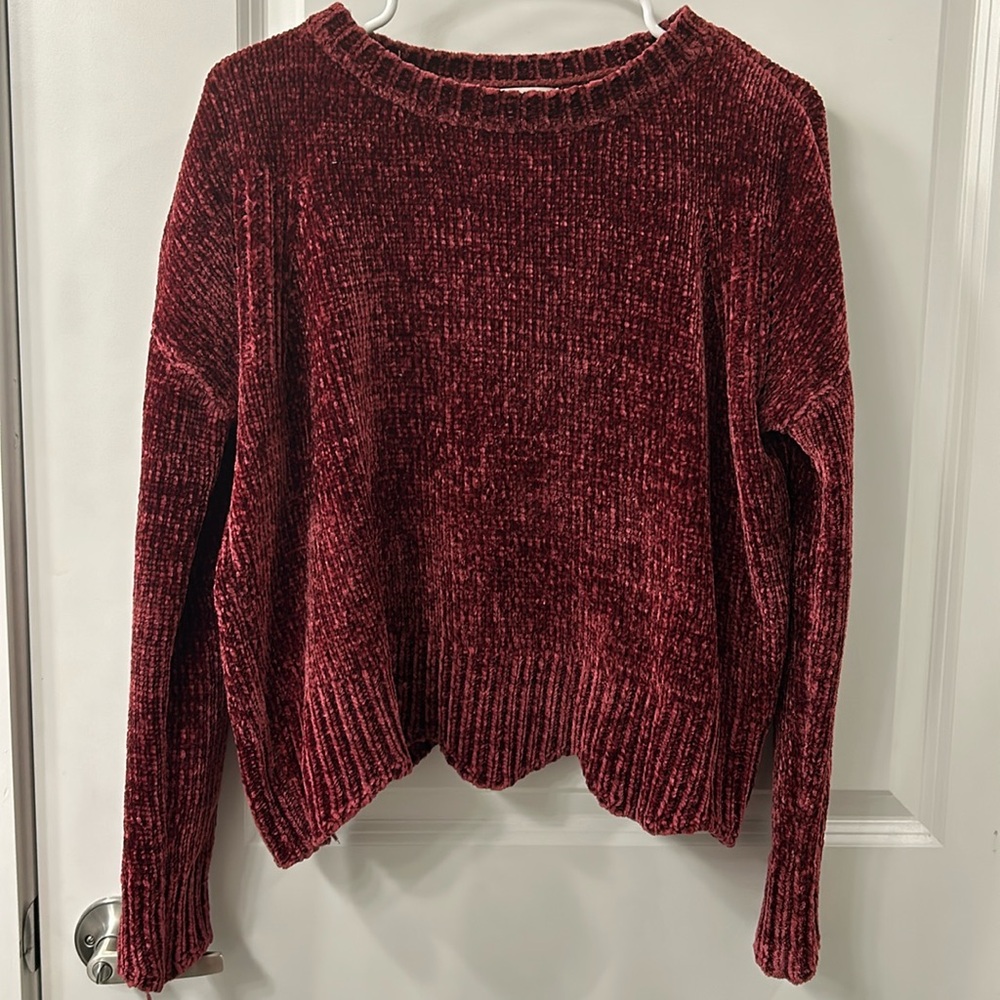 Women’s Altard State Maroon Chenille Cropped Sweater (Small)
